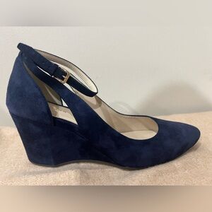 NWOT Cole Haan Navy Blue Suede Wedges with strap - Grand 0s